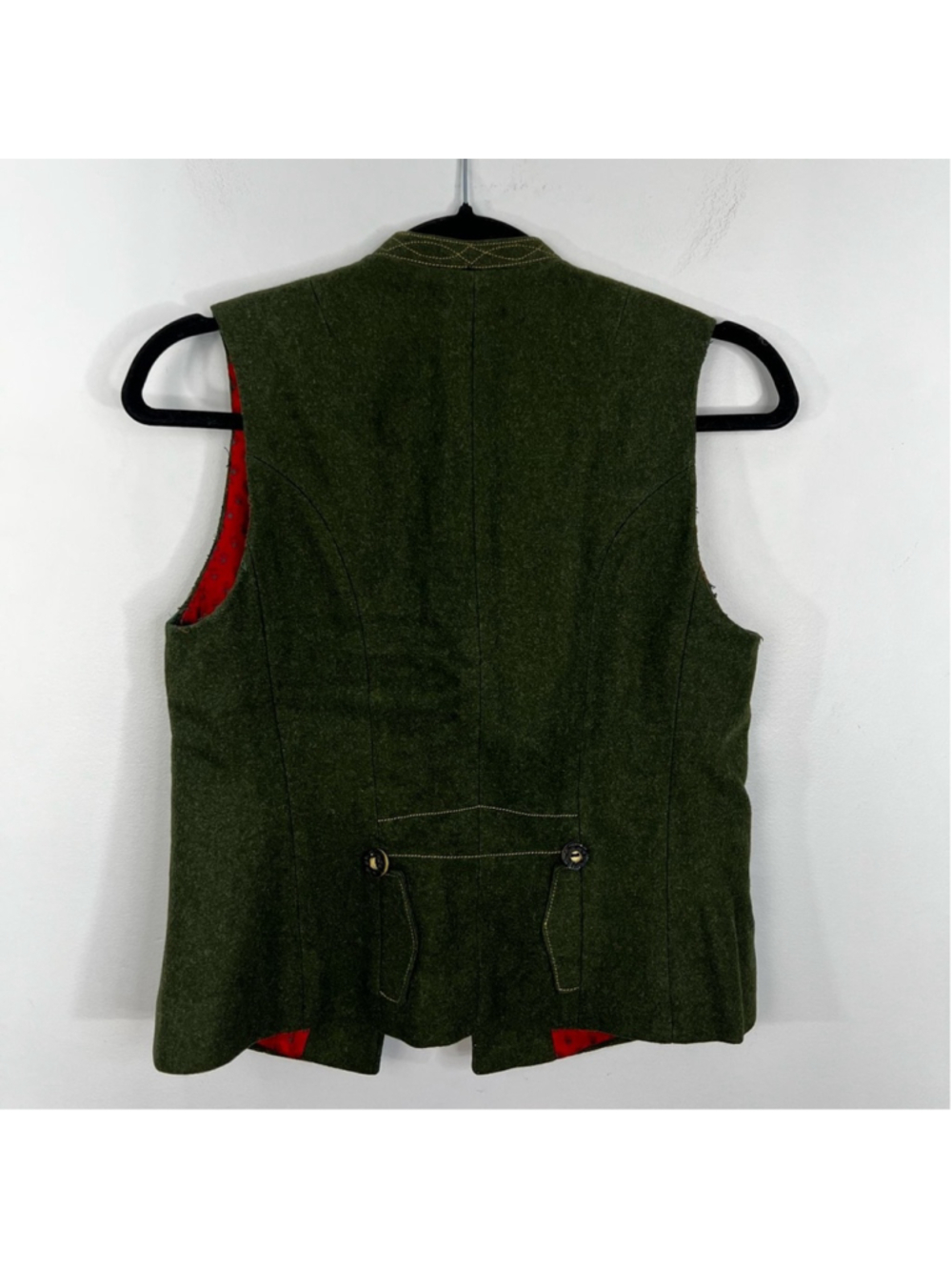 Vtg 80s 90s pure wool loden green tyrol alpinecore fitted waistcoat vest EU 36 - Picture 4 of 17